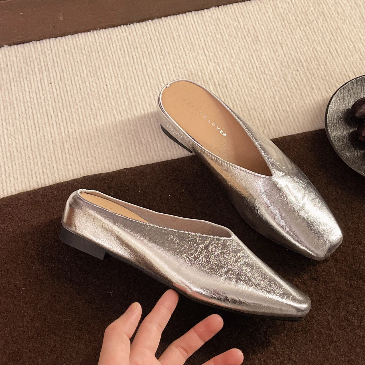 Chic Vegan Leather | Women's Black Flats with Lightweight Slip-On Design for All-Day Comfort
