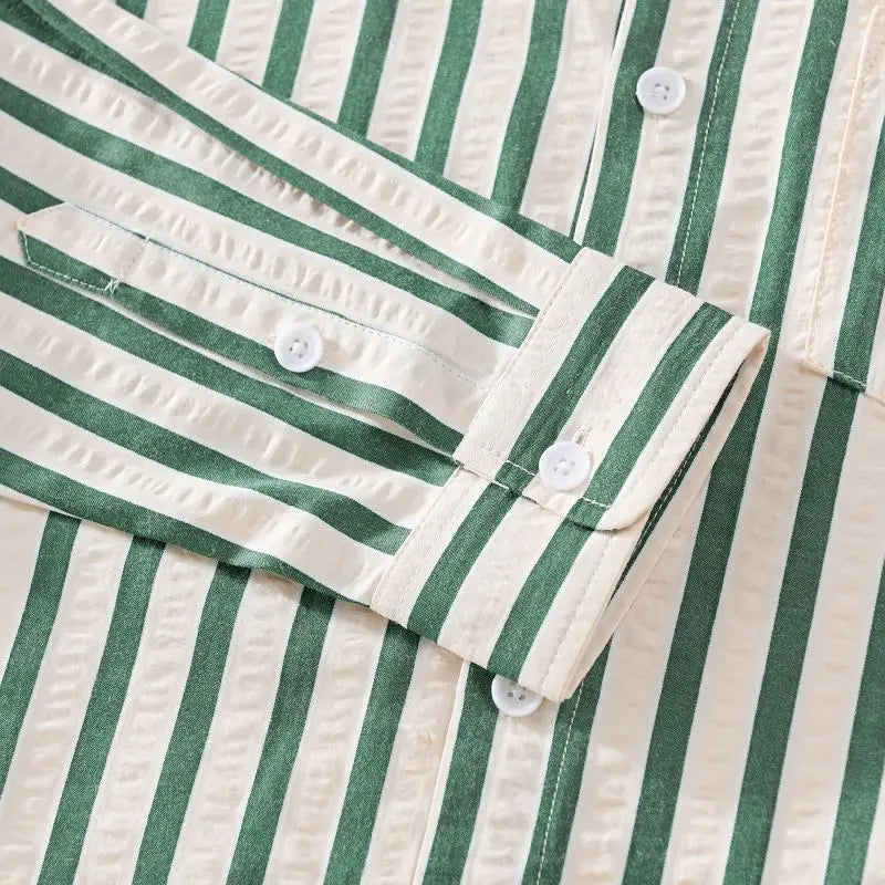 Classic Striped Men's Dress Shirt with Button-Up Design | Versatile Style for Effortless Confidence