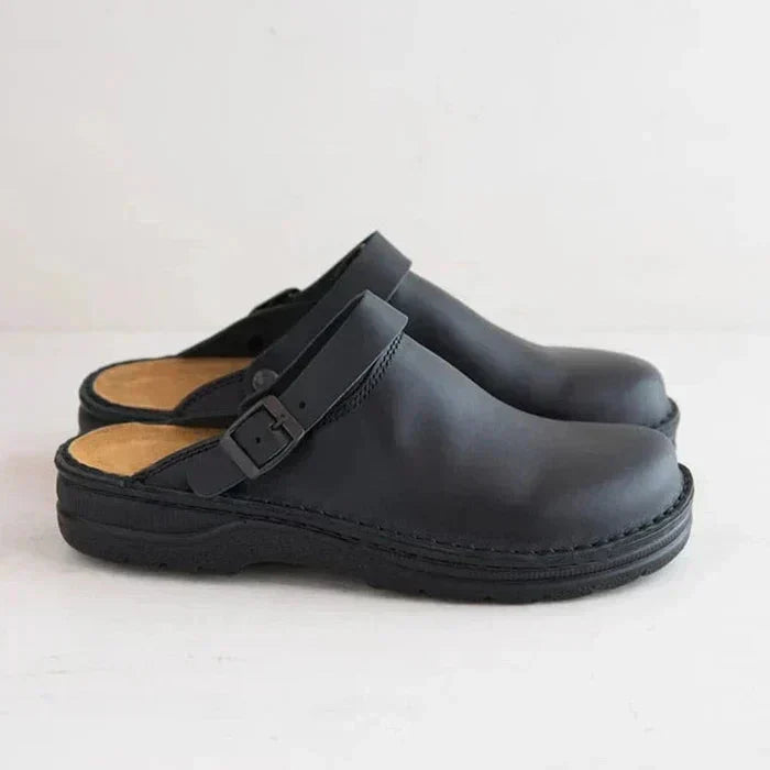 Comfort Step | Women's Orthopaedic Leather Clogs with Thick Sole | Effortless Style for All-Day Comfort