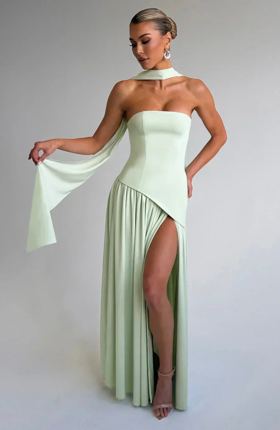 Elegant Asymmetric Maxi Dress for Women with Fitted Silhouette | Perfect Long Dress for Weddings and Formal Events