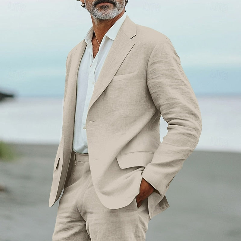 Elegant Tailored Men's Suit Set with Lightweight Fabric | Stylish Summer Attire for Comfort and Versatility