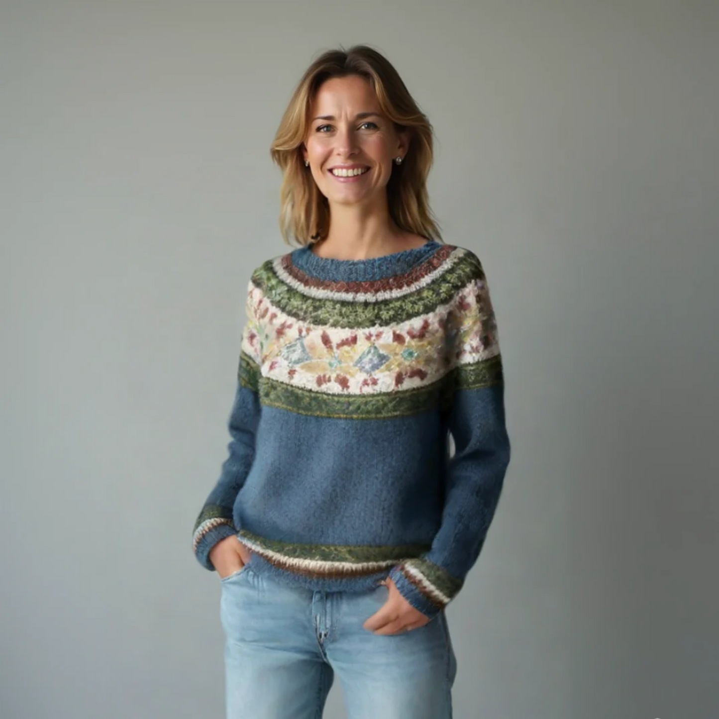 Women's Nordic Knit Sweater — Relaxed Fit Boat Neckline 8