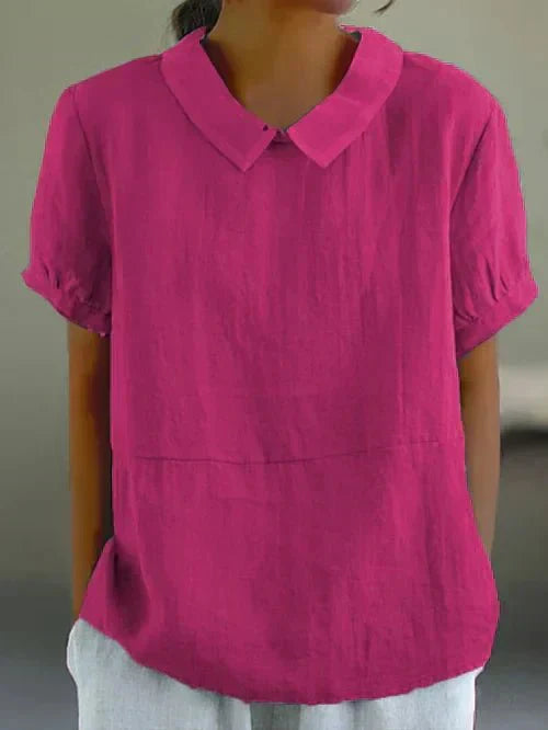 Fiona Collection | Women's Blouse with Peter Pan Collar | Lightweight Linen Summer Top for Effortless Style