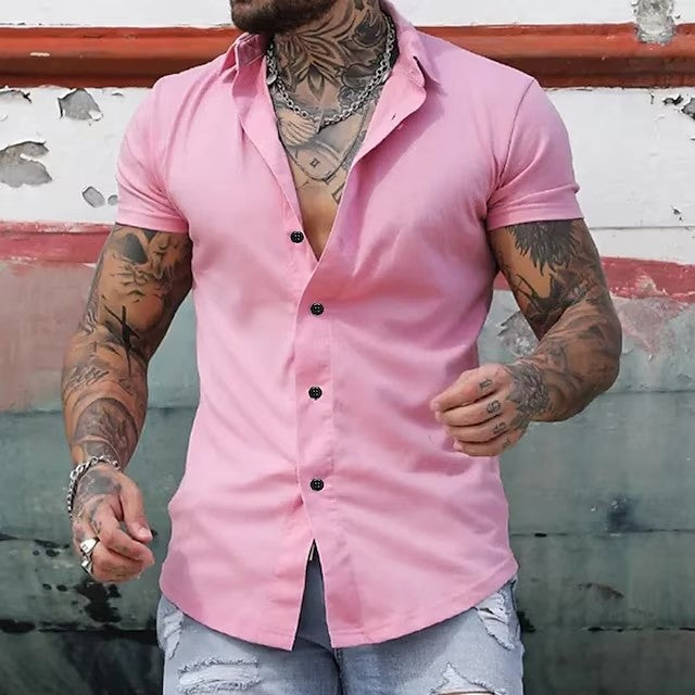 Tailored Muscle Fit Shirt | Men's Shirt with Breathable Short Sleeves | Stylish Design for Active Comfort