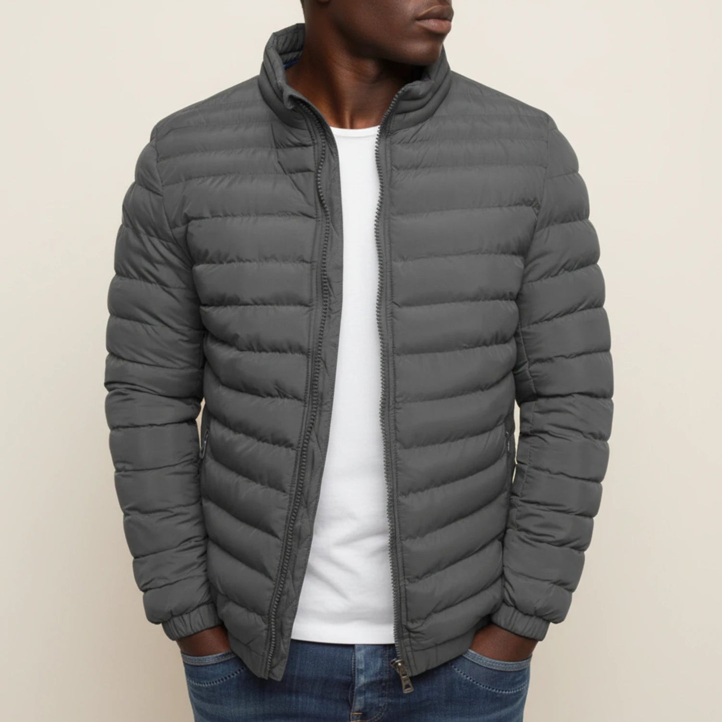 Urban Style | Men's Lightweight Puffer Jacket with Zip-Up Closure | Modern Slim Fit for All-Season Versatility