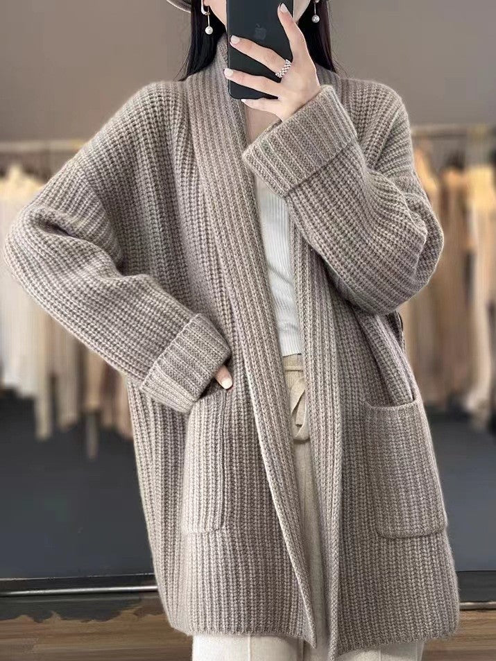 Women's Chunky Knit Open Front Cardigan — Oversized Relaxed Fit 5