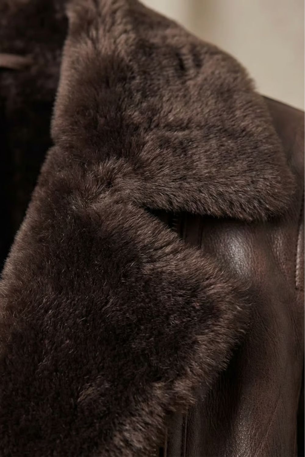 Women's Leather Jacket with Shearling-Lined Collar 5