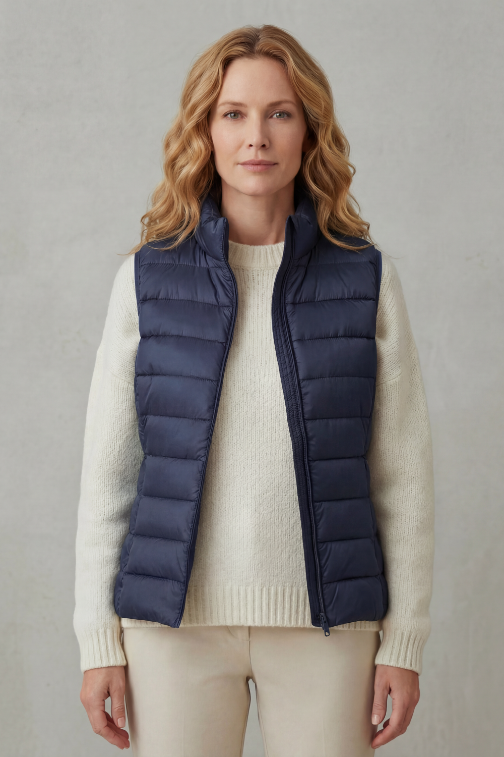 Women's Quilted Puffer Gilet with High Neck and Zip 28