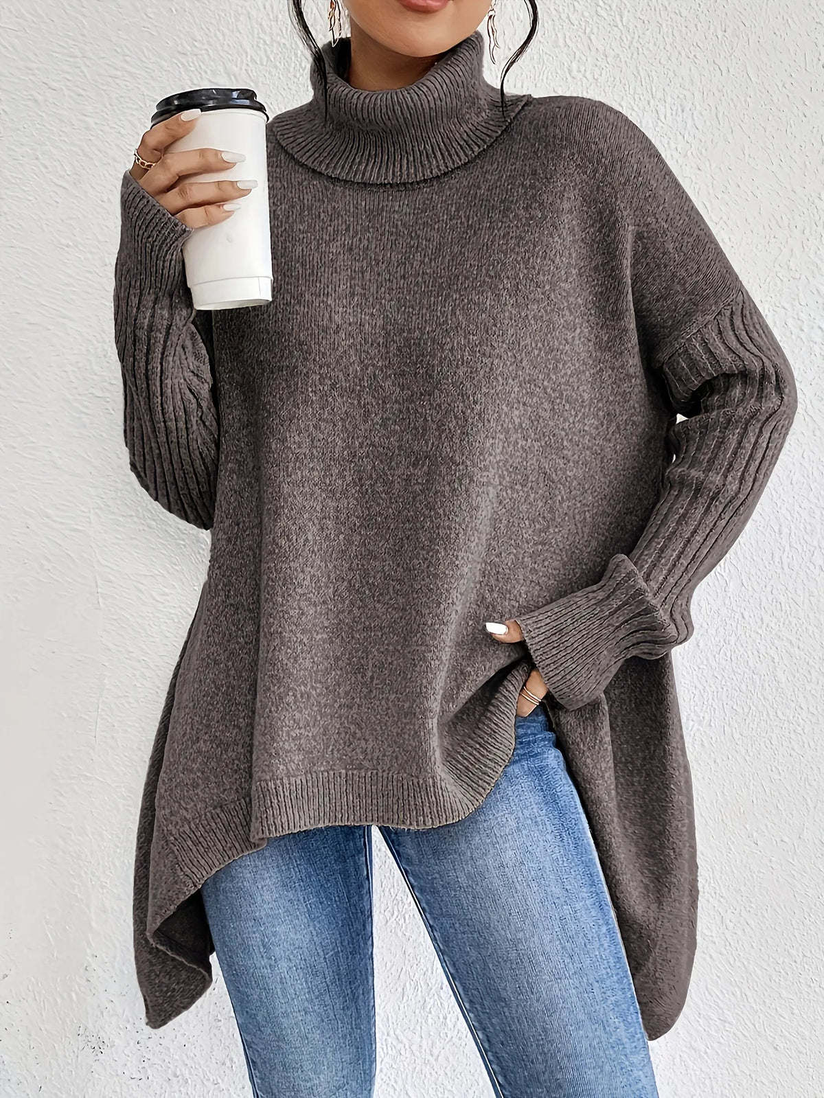Women's Oversized Turtleneck Sweater in Soft Winter Knit 7