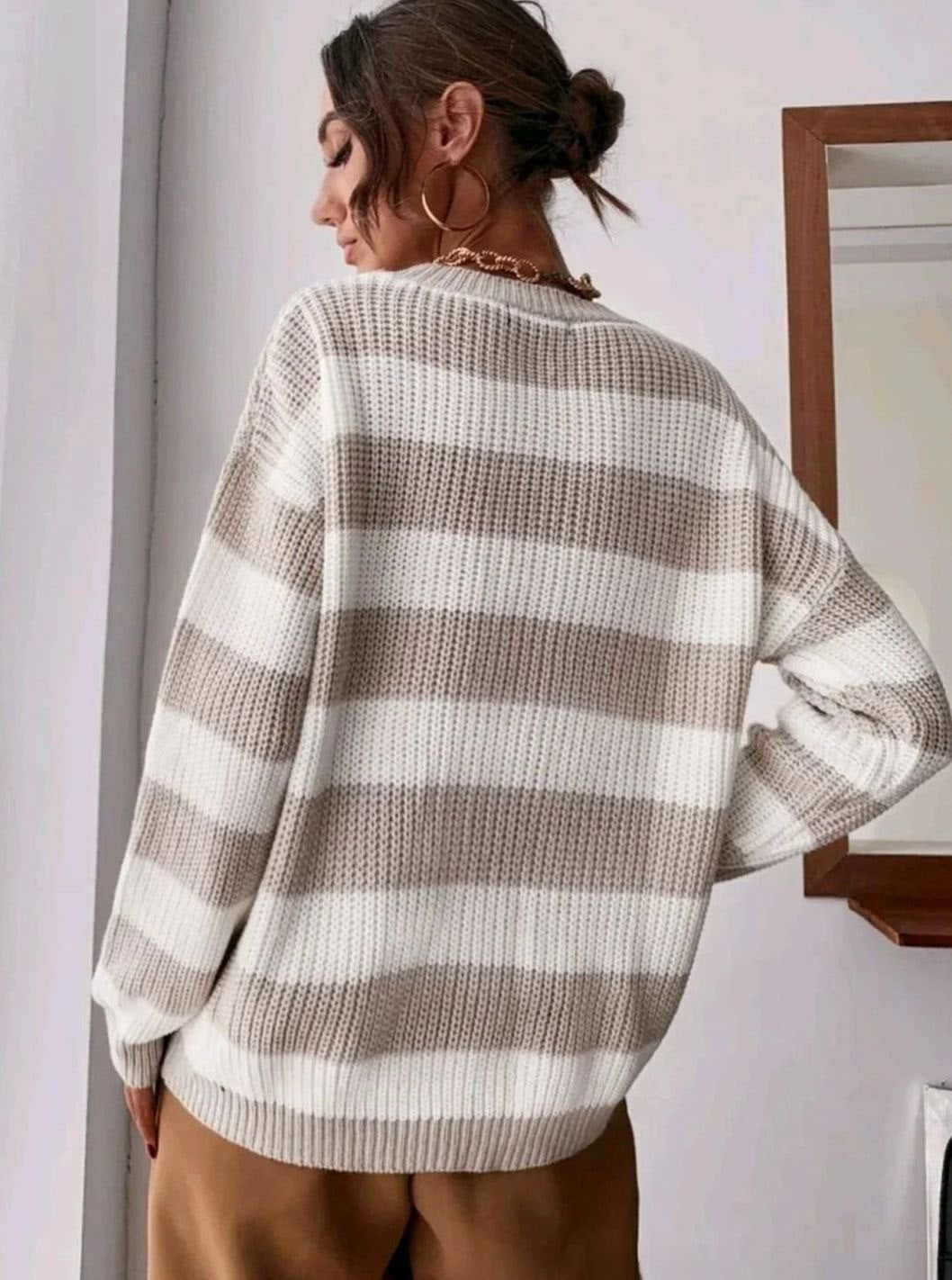Women's Striped Crewneck Knit Sweater — Relaxed Fit 6