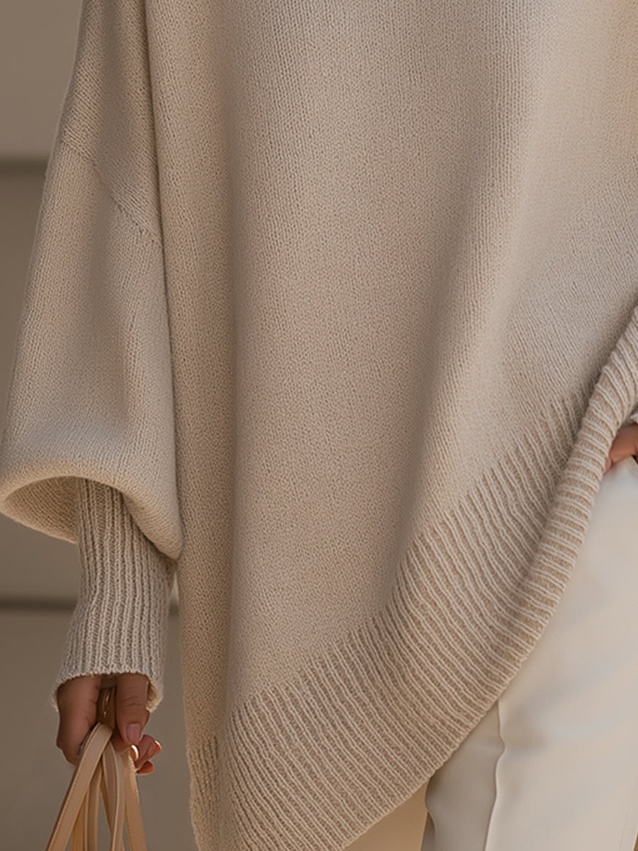 Oversized Wool Blend Knit Sweater — Women's Drop Shoulder Top 3