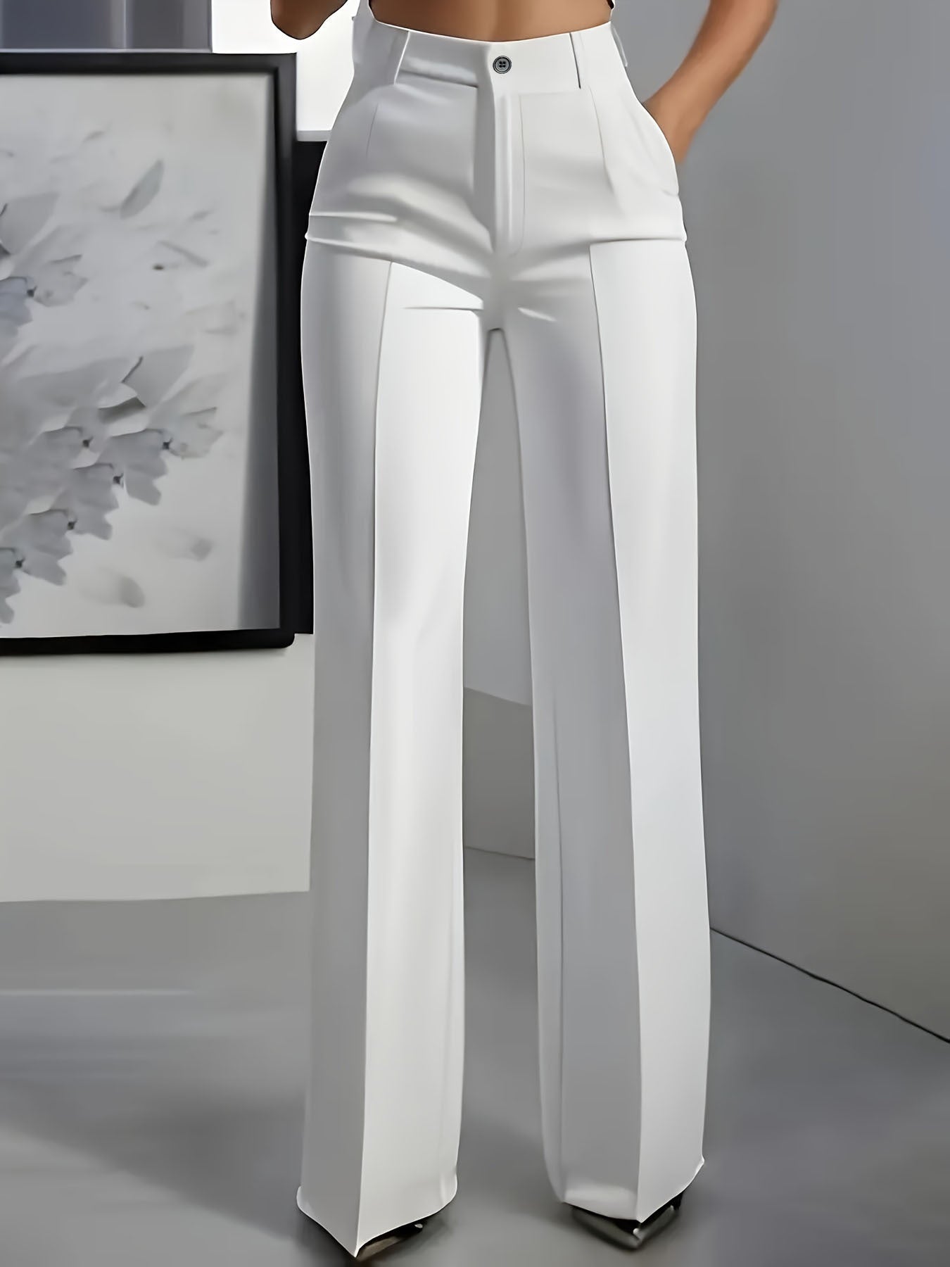 Women's High-Waist Straight-Leg Trousers — Elastic Waist Fit 2