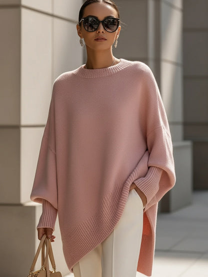 Oversized Wool Blend Knit Sweater — Women's Drop Shoulder Top 6