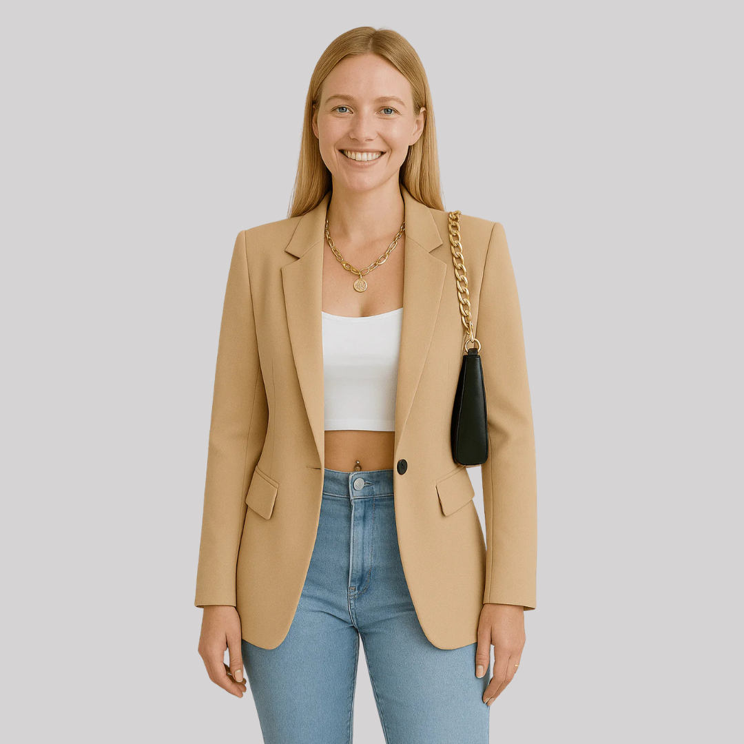 Sophia Collection | Women's Black Blazer with Tailored Fit & Single Button Closure | Elegant Styling for Every Occasion