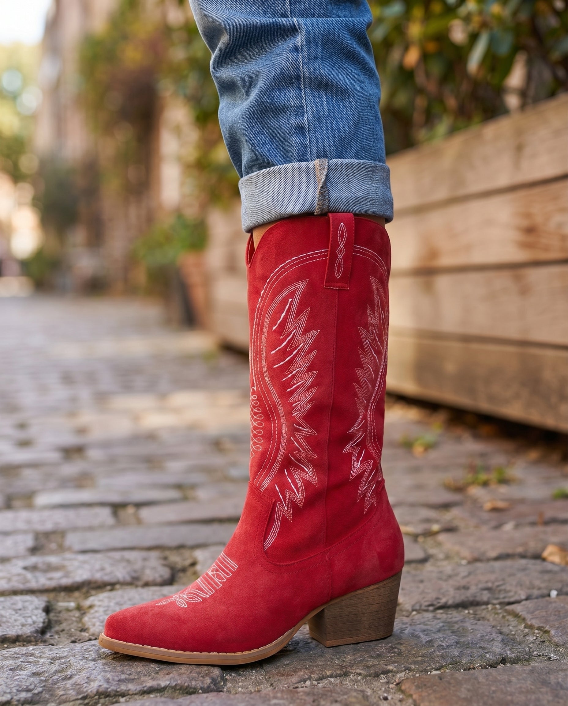 Women's Embroidered Suede Cowboy Boots — Knee-High Western Style 16