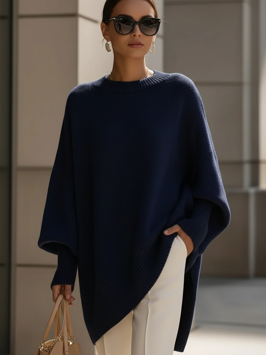 Oversized Wool Blend Knit Sweater — Women's Drop Shoulder Top 7