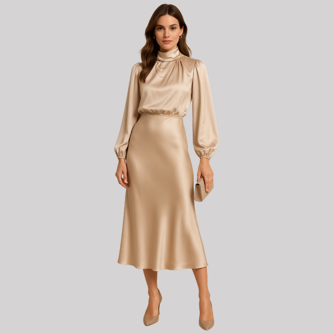 Elegant Collection | Women's Midi Dress with High Waist Design | Timeless Style for Effortless Sophistication
