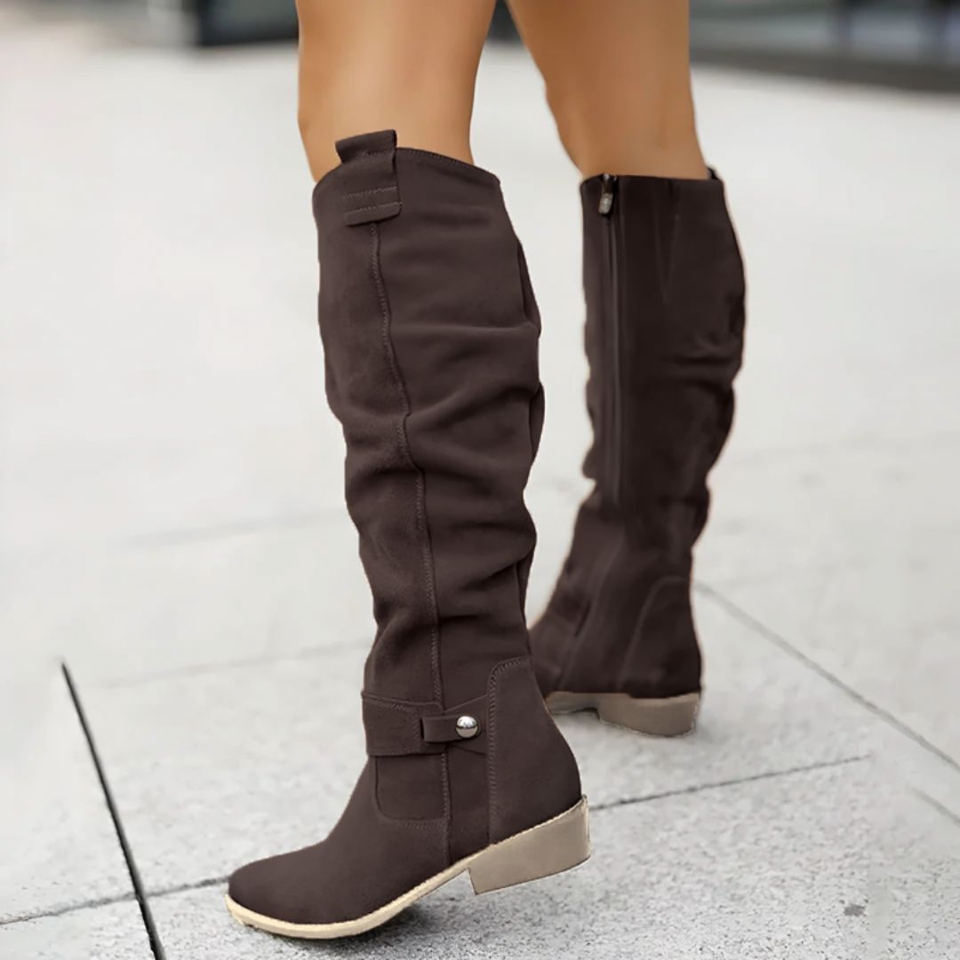 Sadie Collection | Brown Knee High Boots with All-Day Cushioning | Stylish Footwear for Women