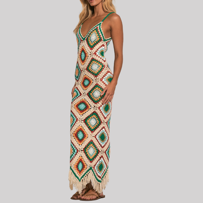 Elegant Crochet Maxi Dress | Women's Summer Dress with Flowy Fit for Effortless Style