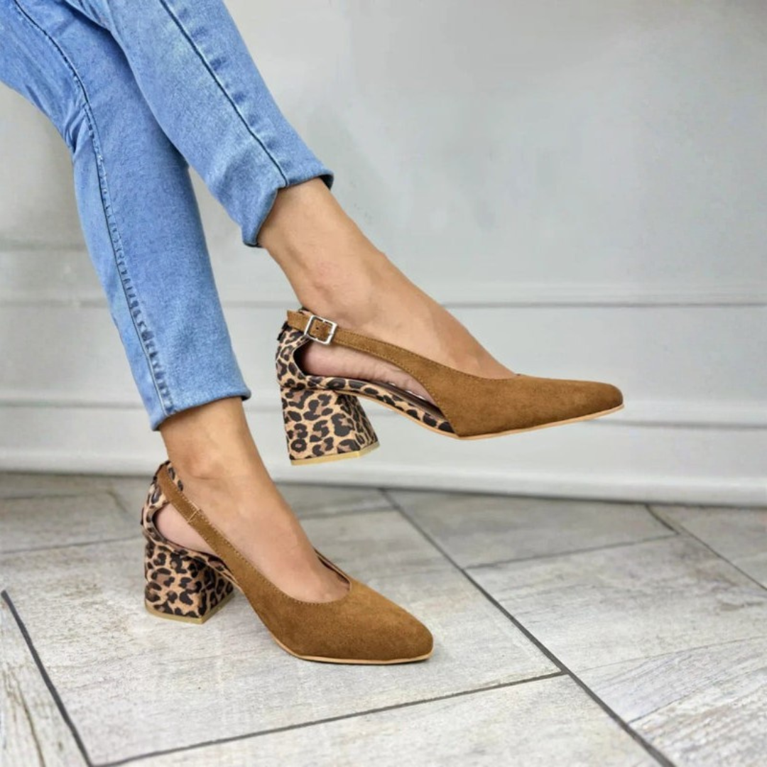 Elegant Slingback Heels | Leopard Print Design with Adjustable Ankle Strap | Chic Style for Confident Outfits