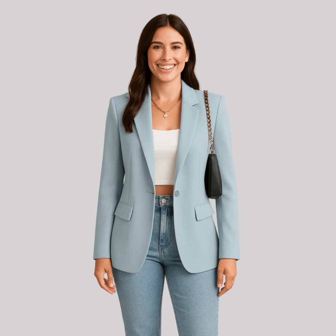 Sophia Collection | Women's Black Blazer with Tailored Fit & Single Button Closure | Elegant Styling for Every Occasion
