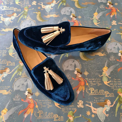 Midnight Elegance | Loafers for Women with Champagne Tassels | Stylish Slip-On Design for Sophisticated Look