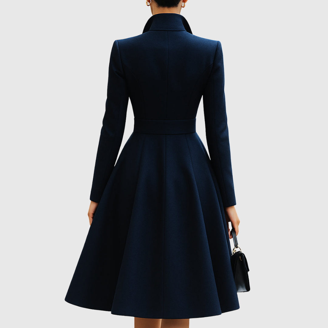 Navy Tailored Coat Dress — Women's A-Line Midi Dress 2