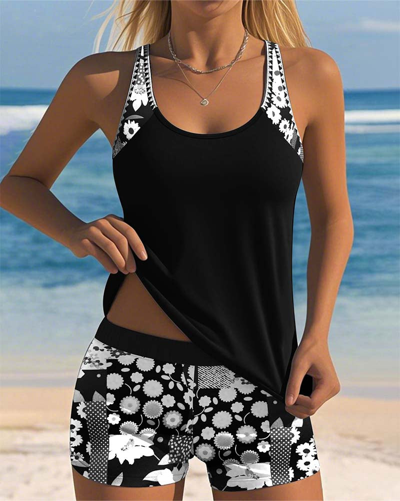 Melanie™ Floral Two-Piece Swimsuit with Tank Top & Shorts 5