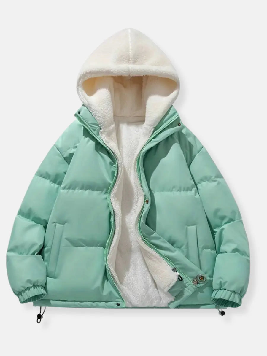 Women's Fleece-Lined Zip-Up Winter Jacket — Hooded Quilted Coat 22