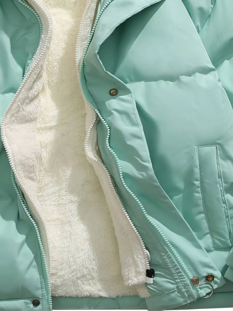 Women's Fleece-Lined Zip-Up Winter Jacket — Hooded Quilted Coat 17
