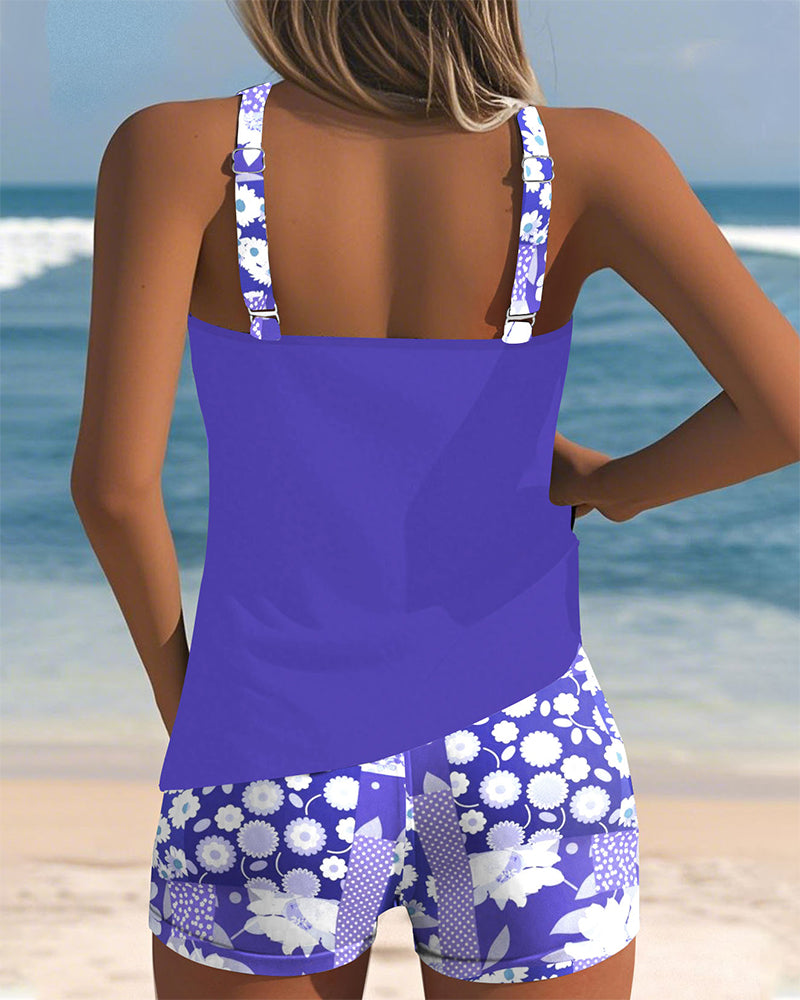 Melanie™ Floral Two-Piece Swimsuit with Tank Top & Shorts 4