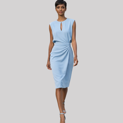 Elegant Midi Dress | Women's Dress with Ruched Wrap Design | Versatile Style for Any Occasion