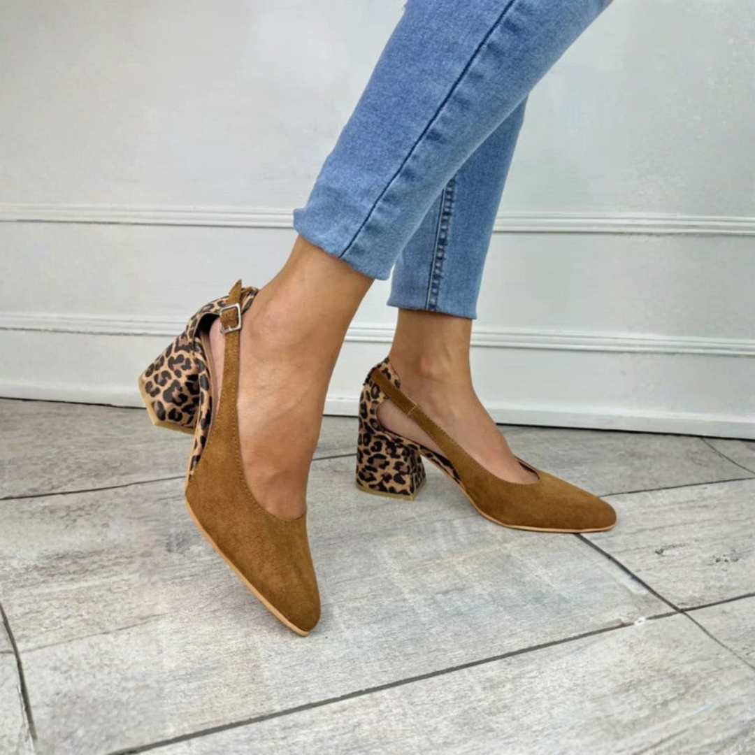 Elegant Slingback Heels | Leopard Print Design with Adjustable Ankle Strap | Chic Style for Confident Outfits