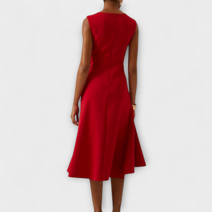Sheila™ Draped Asymmetric Midi Dress — Sleeveless Elegant Fit 13