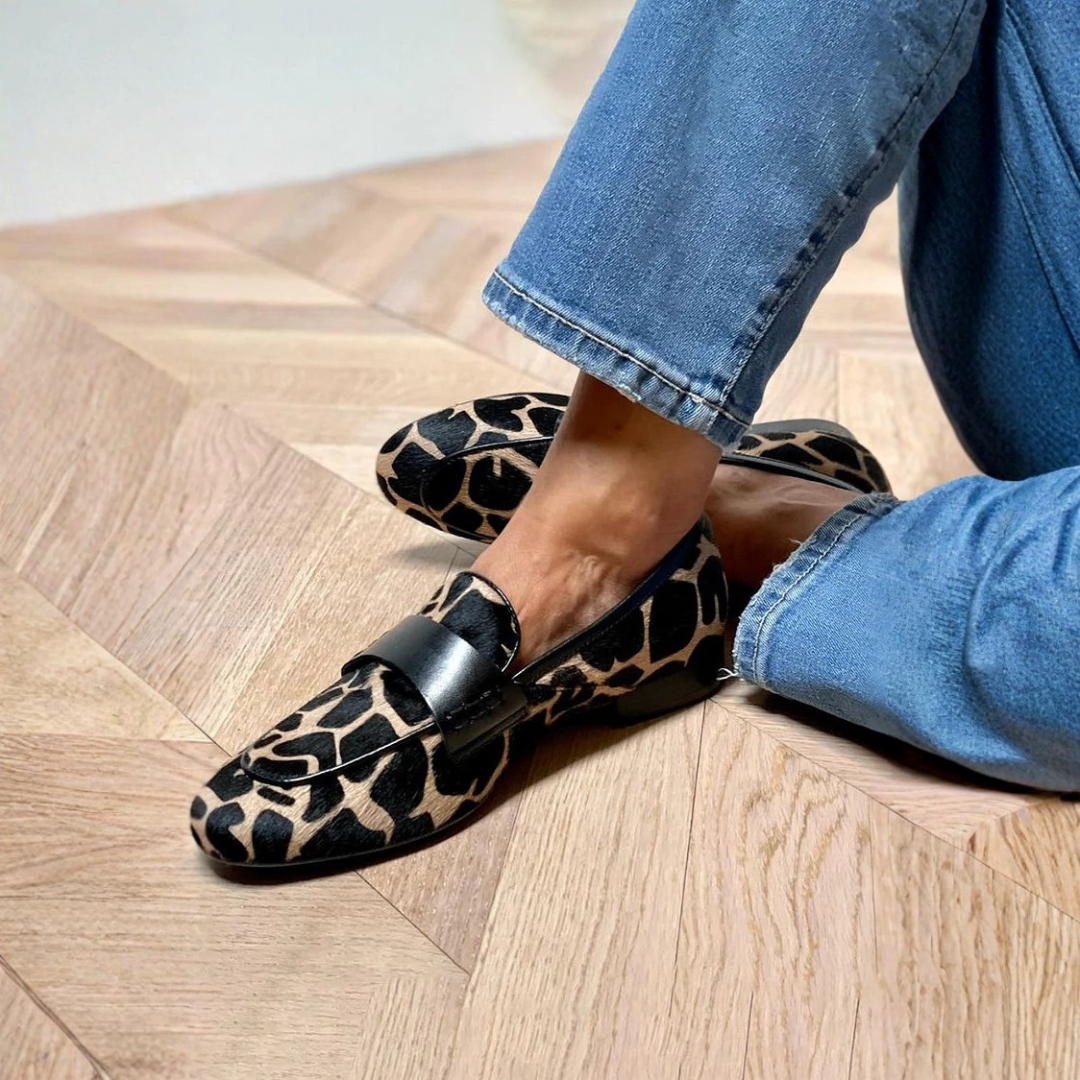 Elegant Animal Print Loafers for Women with Slip-On Design | All-Day Comfort and Style