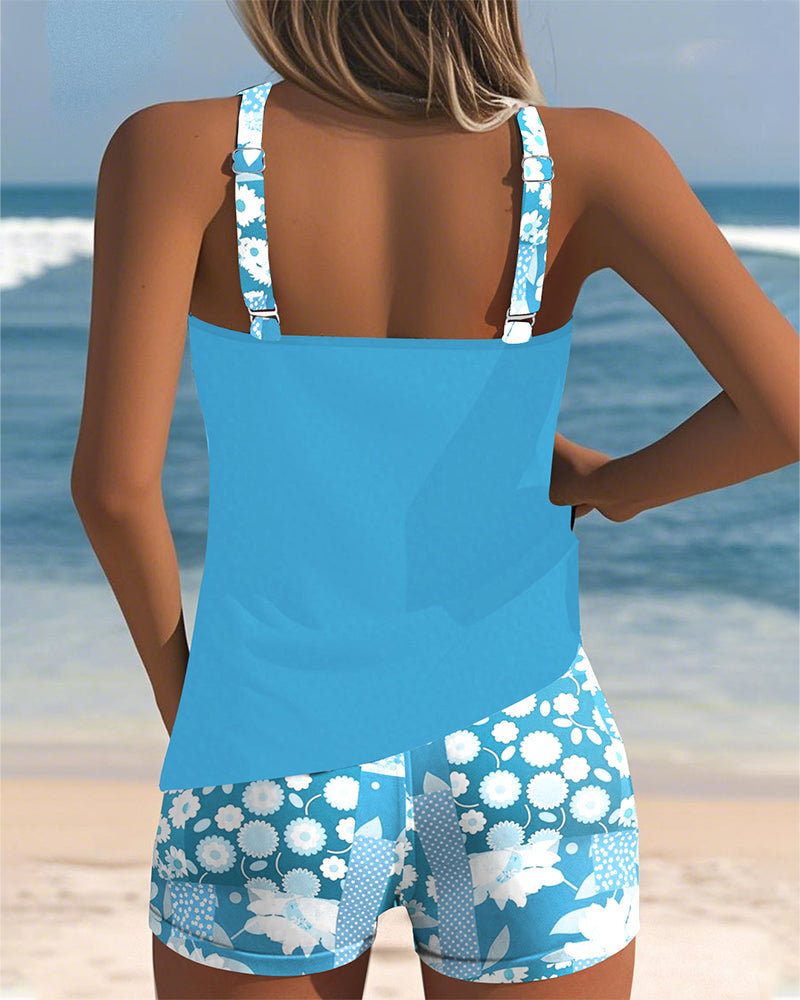 Melanie™ Floral Two-Piece Swimsuit with Tank Top & Shorts 8