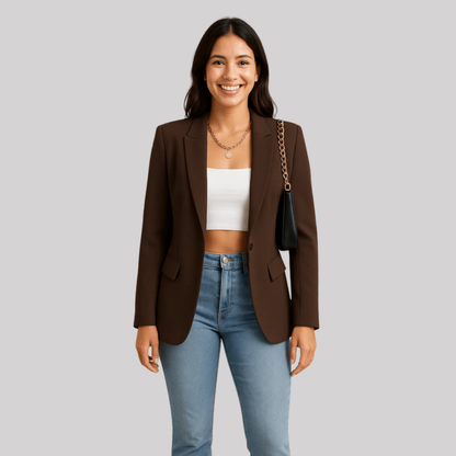 Sophia Collection | Women's Black Blazer with Tailored Fit & Single Button Closure | Elegant Styling for Every Occasion