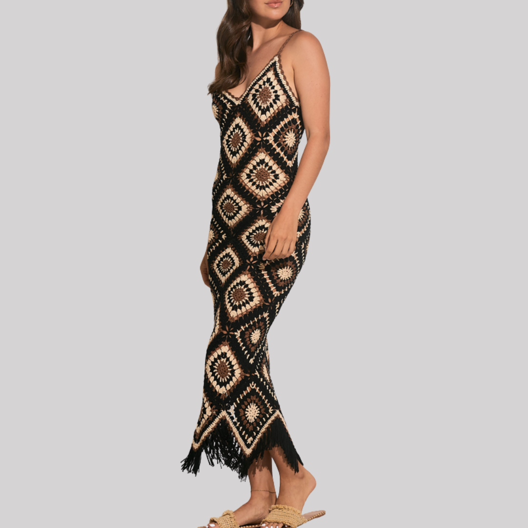 Elegant Crochet Maxi Dress | Women's Summer Dress with Flowy Fit for Effortless Style
