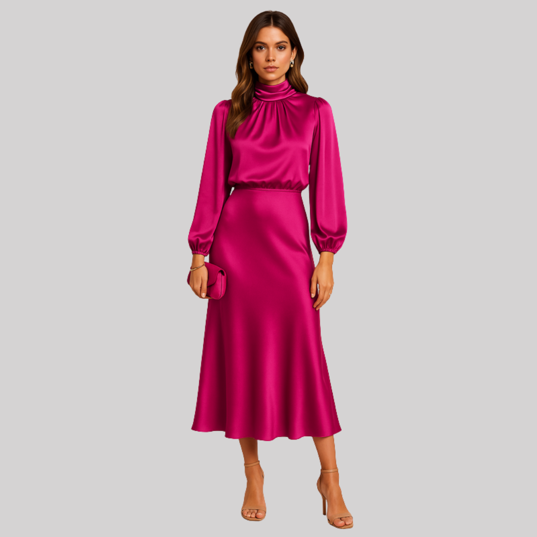 Elegant Collection | Women's Midi Dress with High Waist Design | Timeless Style for Effortless Sophistication