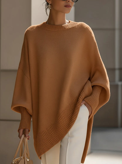 Oversized Wool Blend Knit Sweater — Women's Drop Shoulder Top 8