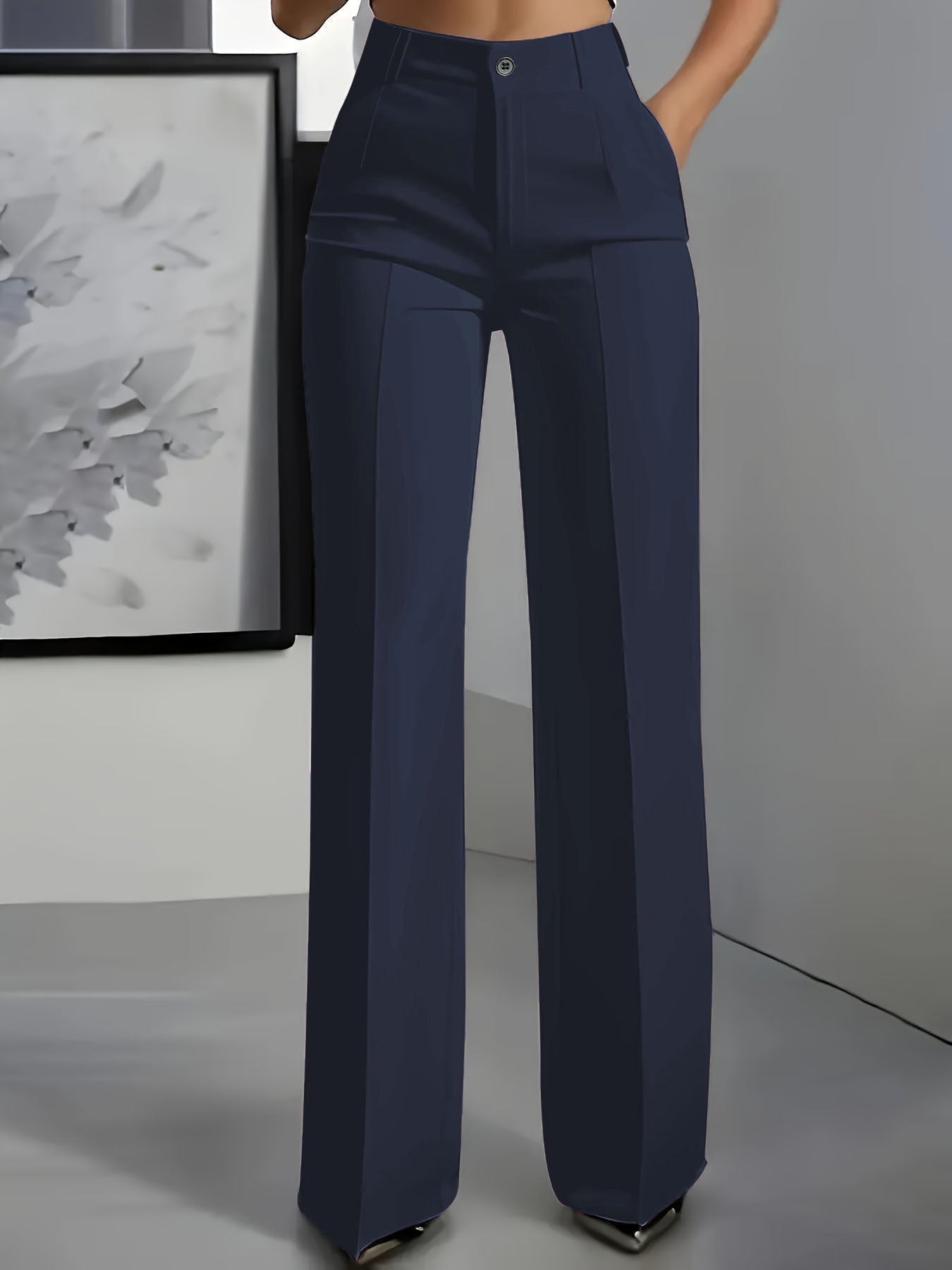 Women's High-Waist Straight-Leg Trousers — Elastic Waist Fit 1