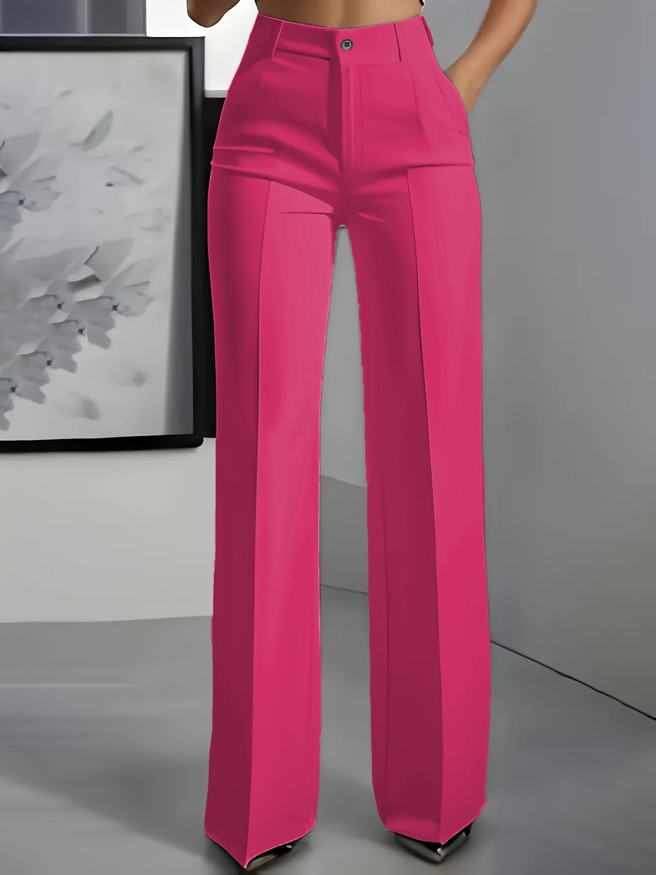 Women's High-Waist Straight-Leg Trousers — Elastic Waist Fit 4