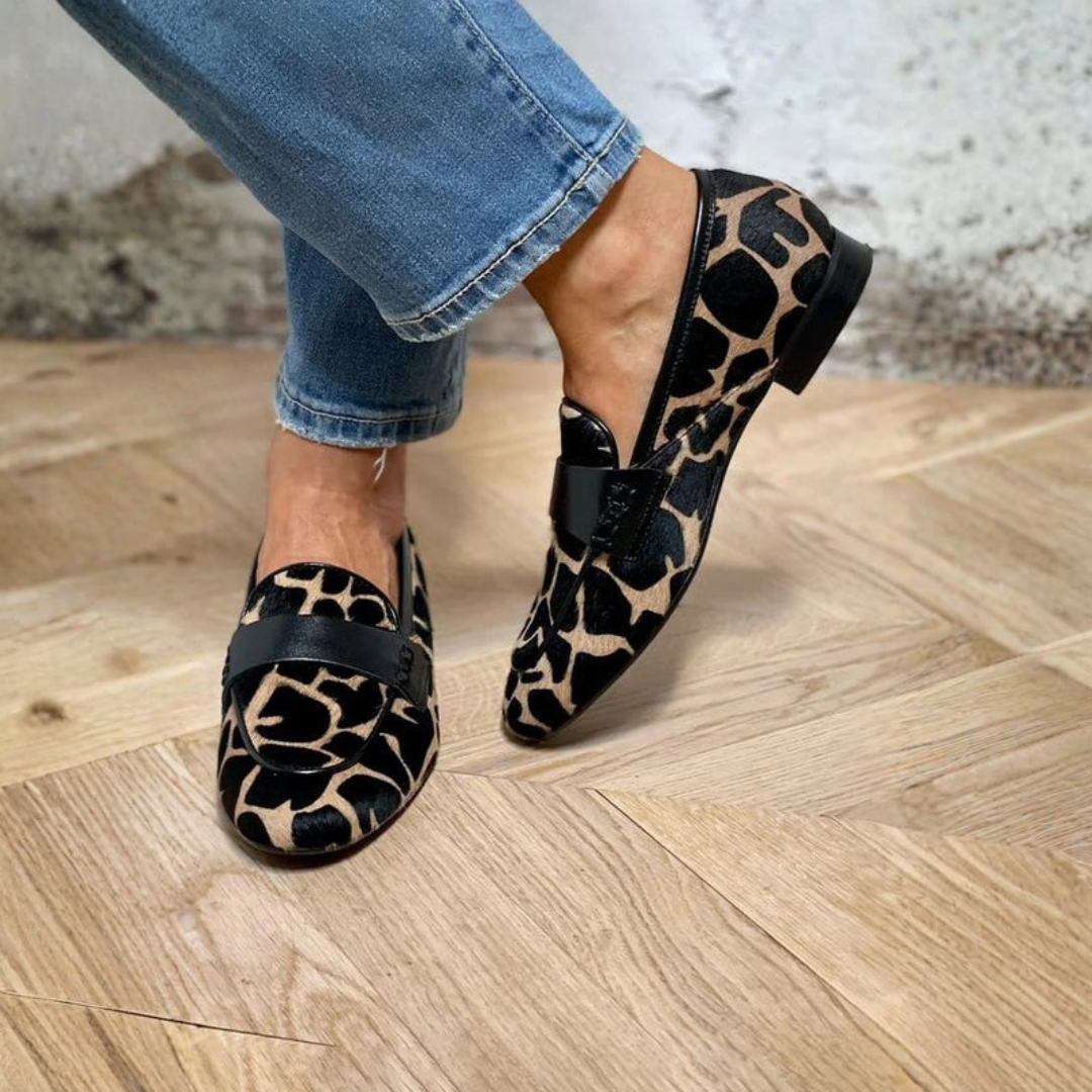 Elegant Animal Print Loafers for Women with Slip-On Design | All-Day Comfort and Style