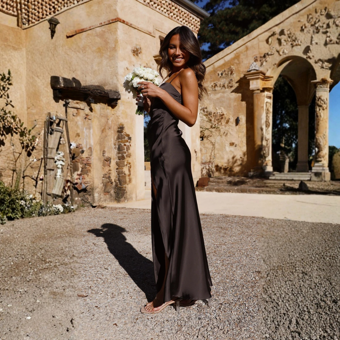 Elegant Collection | Women's Slip Dress with Side Slit | Silk-Like Fabric for Chic Evening Wear