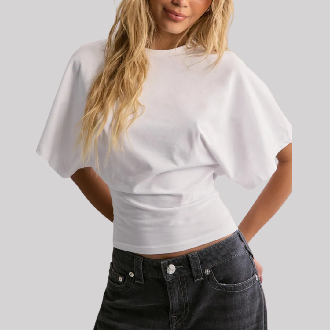 Trendy | Women's T Shirt with Relaxed Fit & Wide Sleeves | Breathable Cropped Top for Everyday Comfort