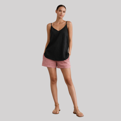 Linen Spring Top | Women's Tank Top with Spaghetti Straps | Relaxed Fit for Effortless Style