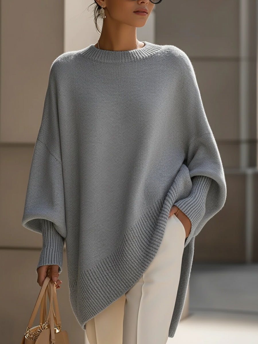Oversized Wool Blend Knit Sweater — Women's Drop Shoulder Top 9