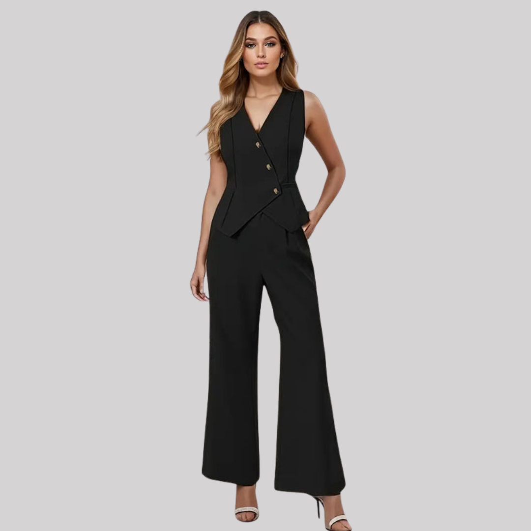 Rovena | Women's Outfit Set with Tailored Vest & Wide Leg Trousers | Elegant Styling for Versatile Looks