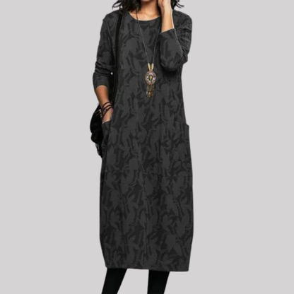Chic Floral Midi Dress | Soft Cotton Blend with Pockets for Effortless Style