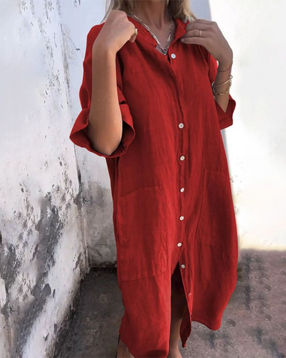 Valerie™ Boho Shirt Dress — Flowy Lightweight Women's Midi 6